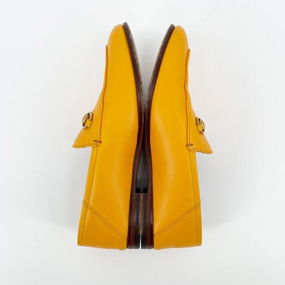 Gucci Yellow Orange Brixton Horsebit Leather Collapsible-heel Loafer EU sz 36.5 - Picture 4 of 12